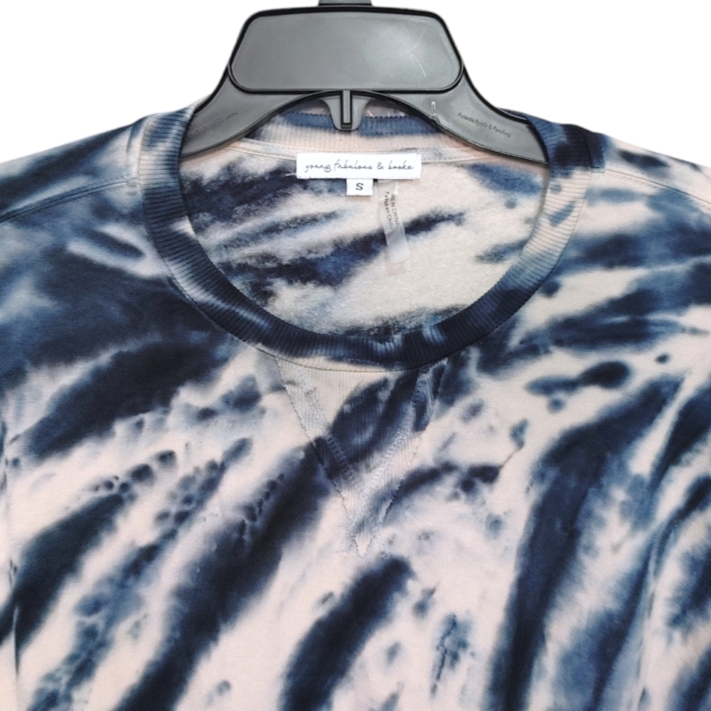 Young Fabulous & Broke Blue Tie Dye Stripe Oversized Sweatshirt Women Size Small - Picture 4 of 9